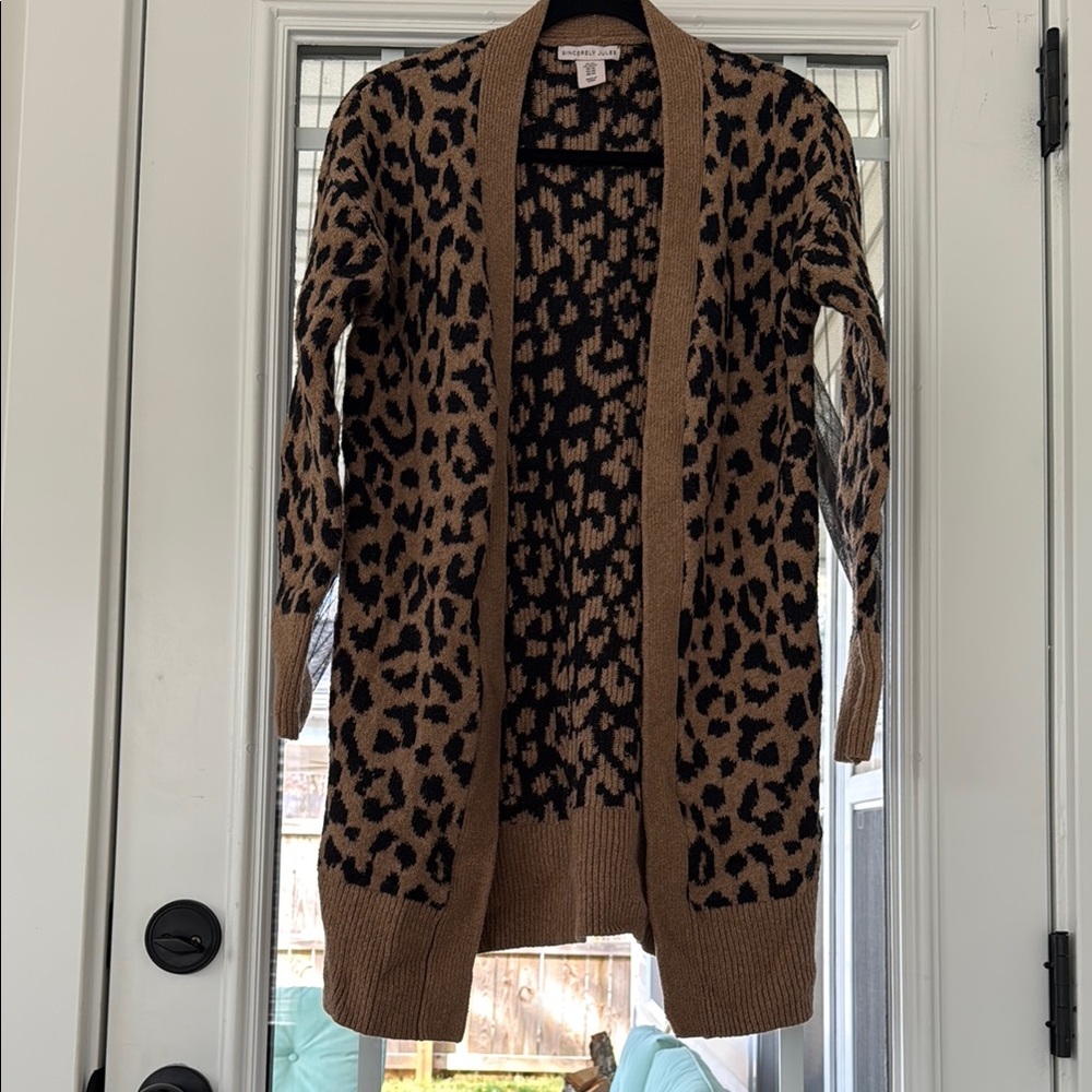 Leopard Print Open Front Cardigan